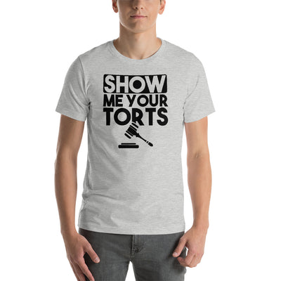 Lawyer T Shirt - Show Me Your Torts Black - Unisex Short Sleeve Shirt - The Legal Boutique
