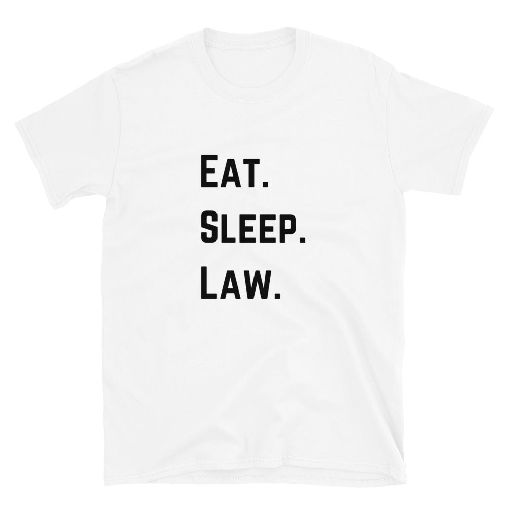 Law Student T Shirt - Eat Sleep Law Black - Premium Unisex Short Sleeve Shirt - The Legal Boutique