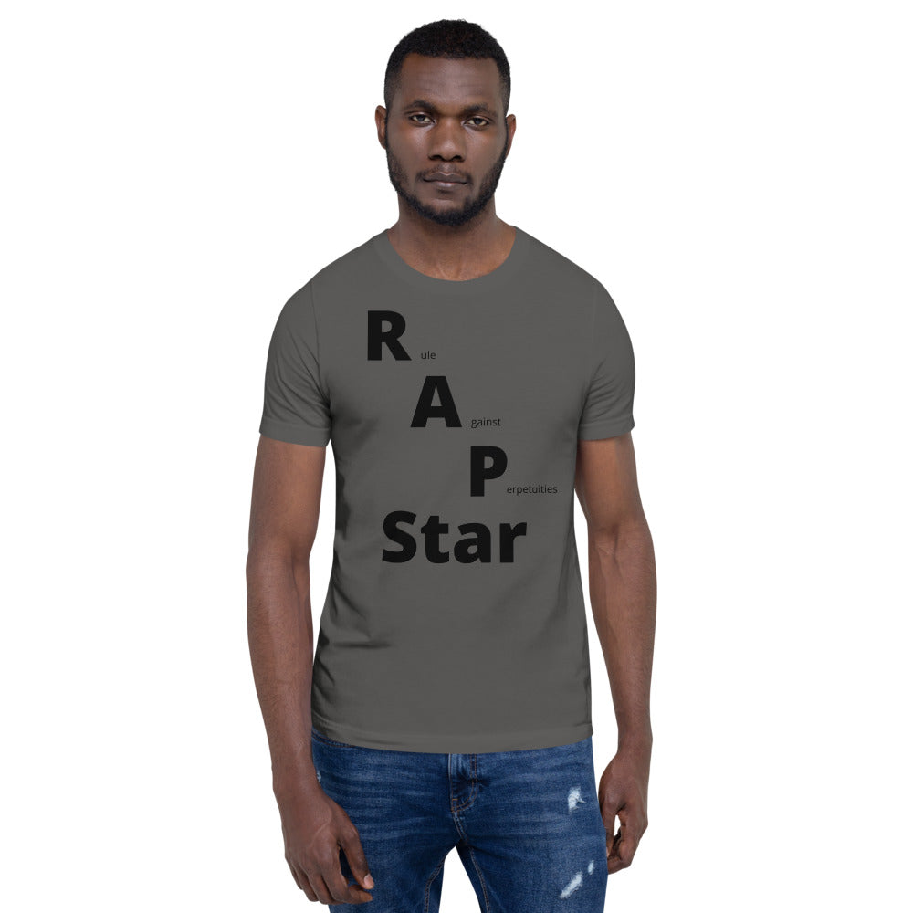 Law Student T Shirt - RAP Star Black - Unisex Short Sleeve Shirt - The Legal Boutique