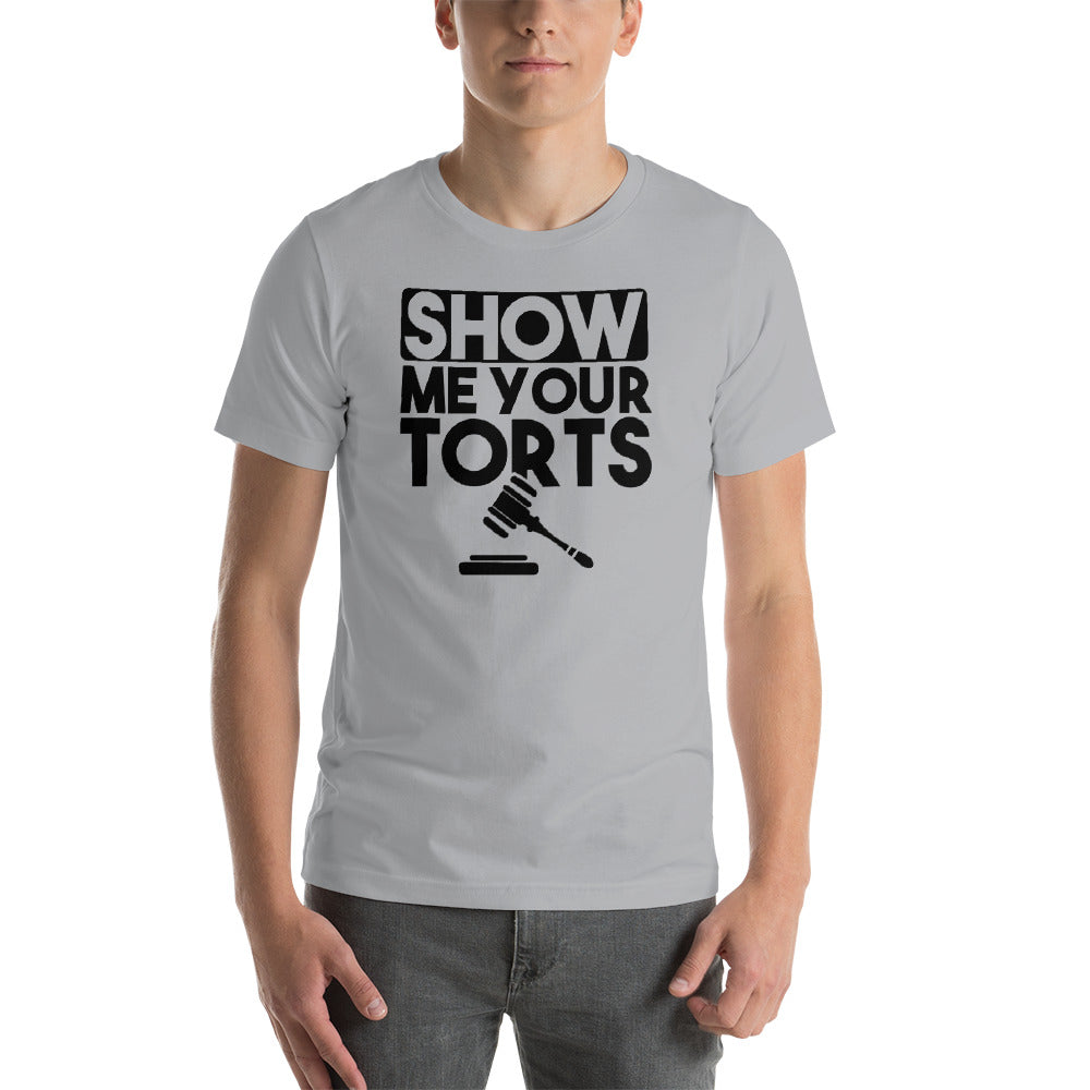 Lawyer T Shirt - Show Me Your Torts Black - Unisex Short Sleeve Shirt - The Legal Boutique