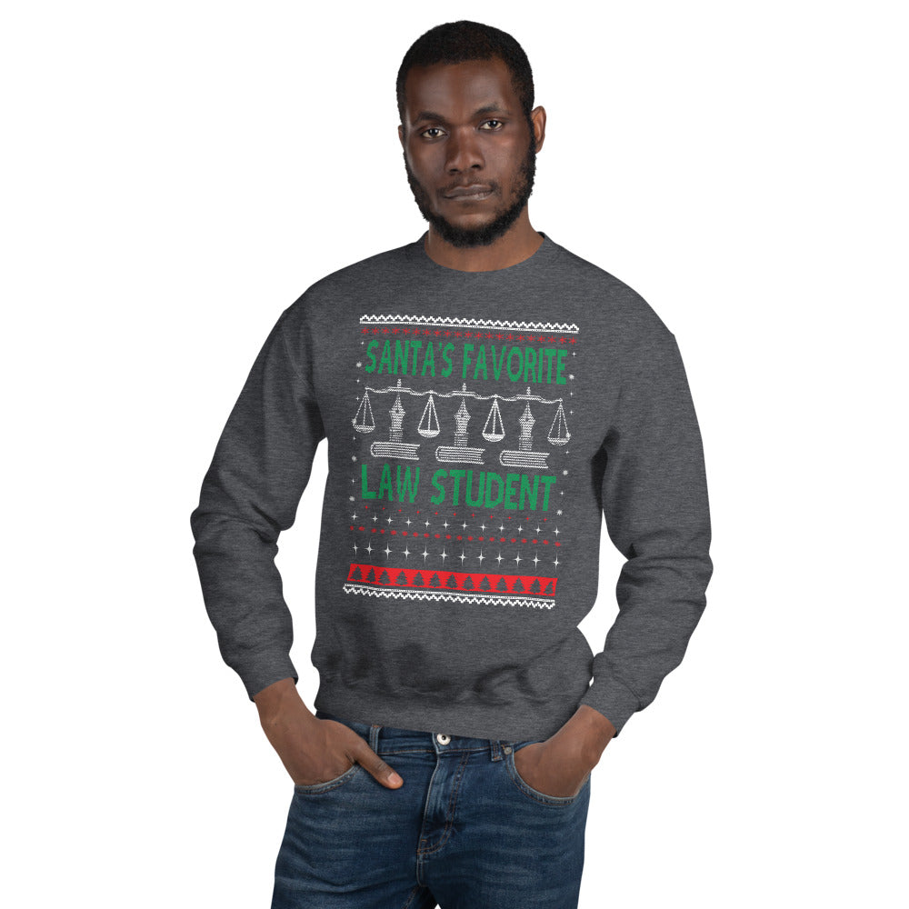 Ugly Christmas Sweater - Santa's Favorite Law Student - Unisex Crew Neck Sweatshirt - The Legal Boutique
