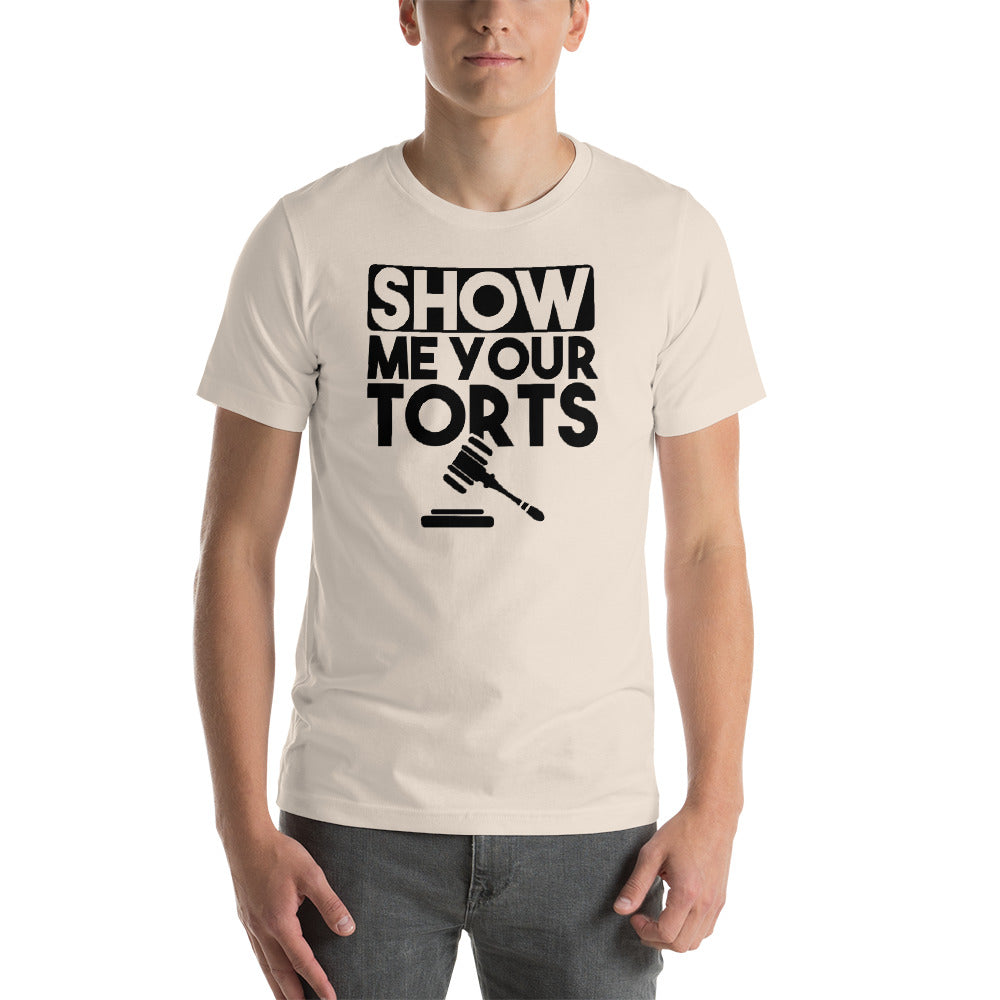 Lawyer T Shirt - Show Me Your Torts Black - Unisex Short Sleeve Shirt - The Legal Boutique
