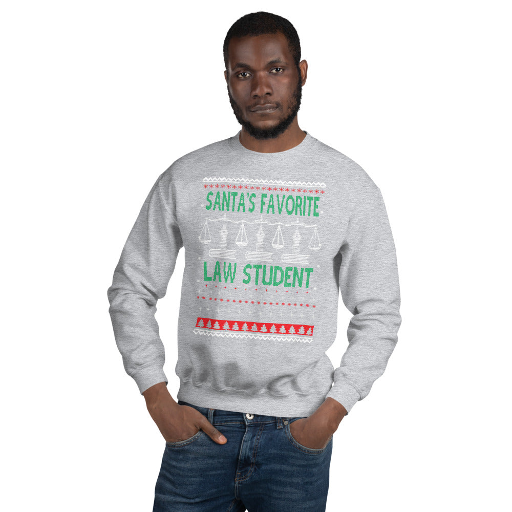 Ugly Christmas Sweater - Santa's Favorite Law Student - Unisex Crew Neck Sweatshirt - The Legal Boutique