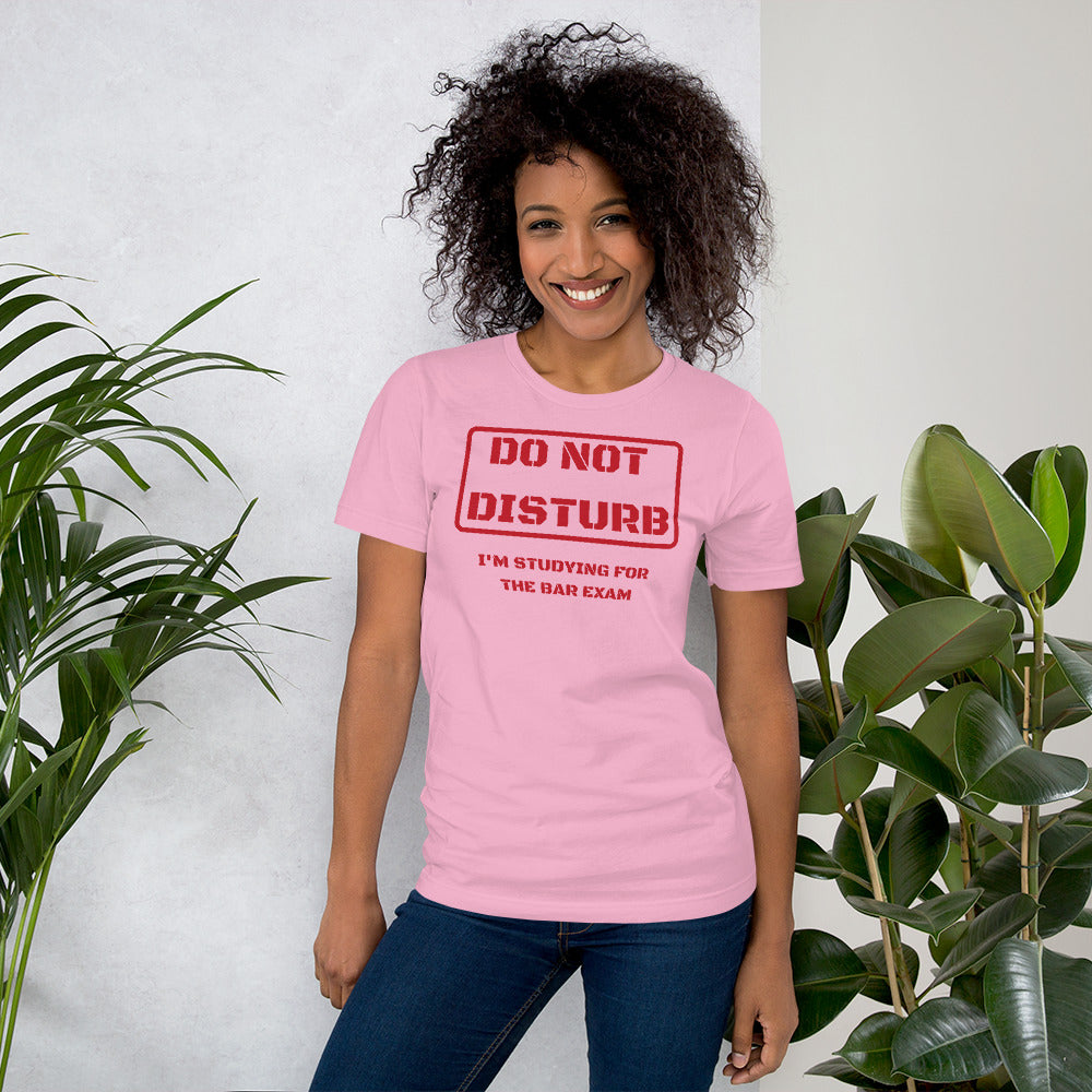 Law Student T Shirt - Do Not Disturb Bar Exam Red - Unisex Short Sleeve Shirt - The Legal Boutique