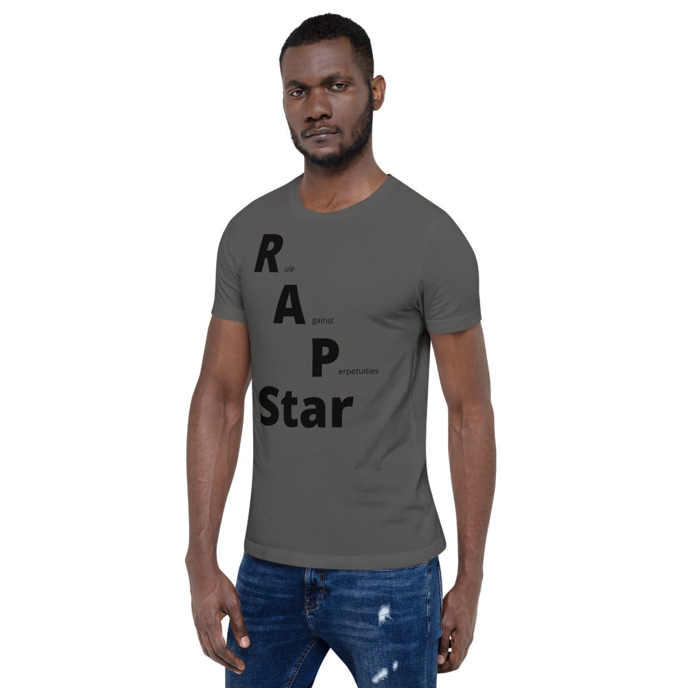 Law Student T Shirt - RAP Star Black - Unisex Short Sleeve Shirt - The Legal Boutique