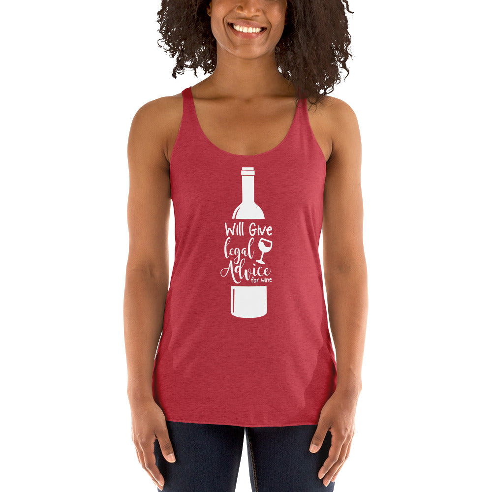Law Student T Shirt - Legal Advice for Wine White - Women's Racerback Tank - The Legal Boutique