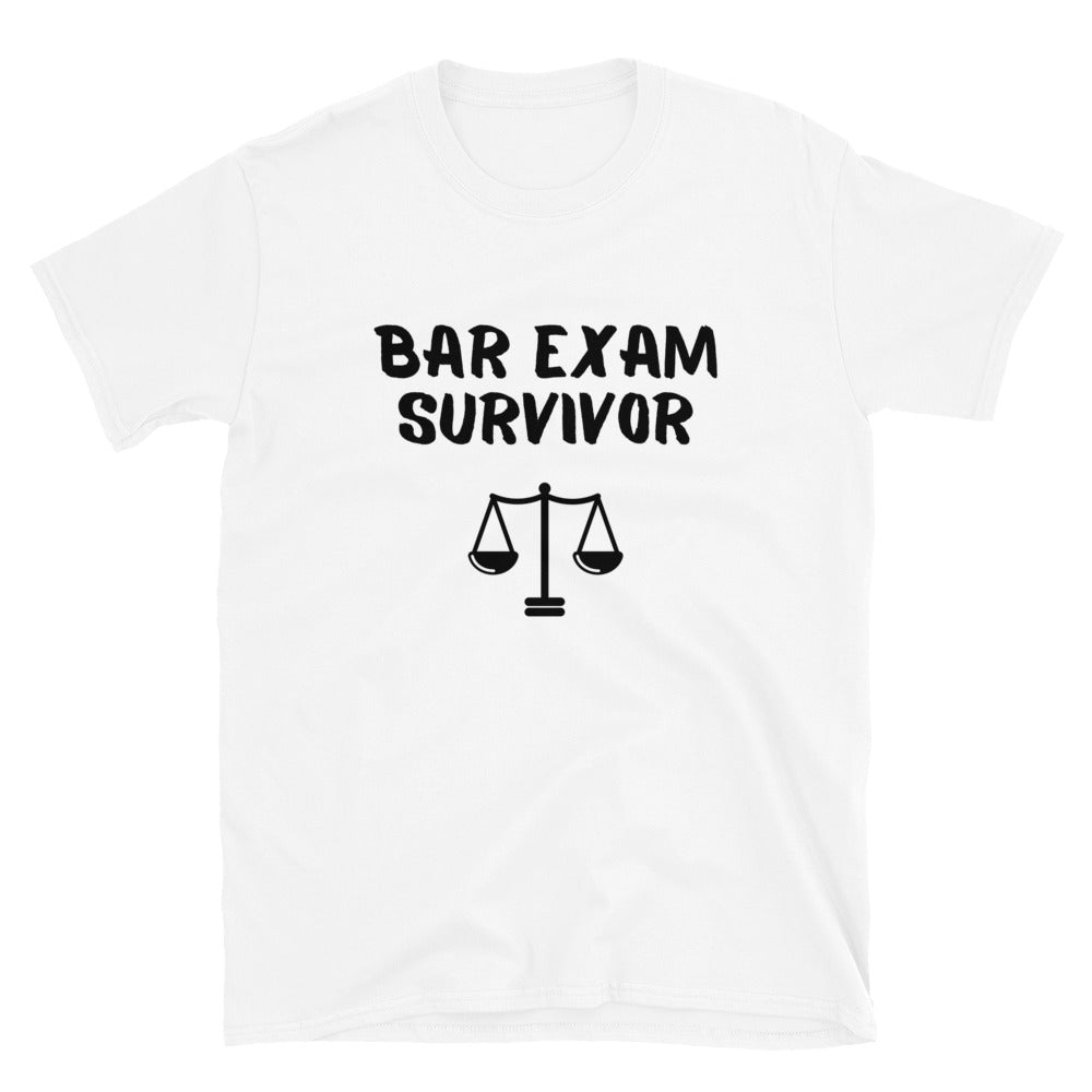 New Lawyer Gift T Shirt - Bar Exam Survivor Black - Unisex Short Sleeve Shirt - The Legal Boutique
