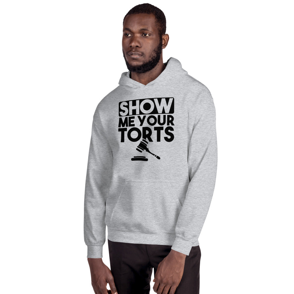 Lawyer Gift Sweatshirt - Show Me Your Torts Black - Unisex Hooded Sweater - The Legal Boutique