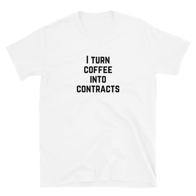 Attorney T Shirt Gift - Coffee Into Contracts Black - Premium Unisex Short Sleeve Shirt - The Legal Boutique