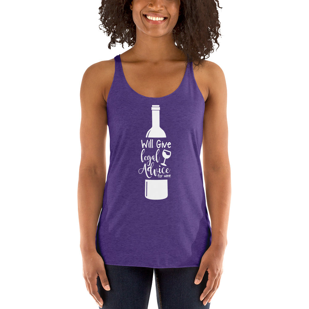 Law Student T Shirt - Legal Advice for Wine White - Women's Racerback Tank - The Legal Boutique