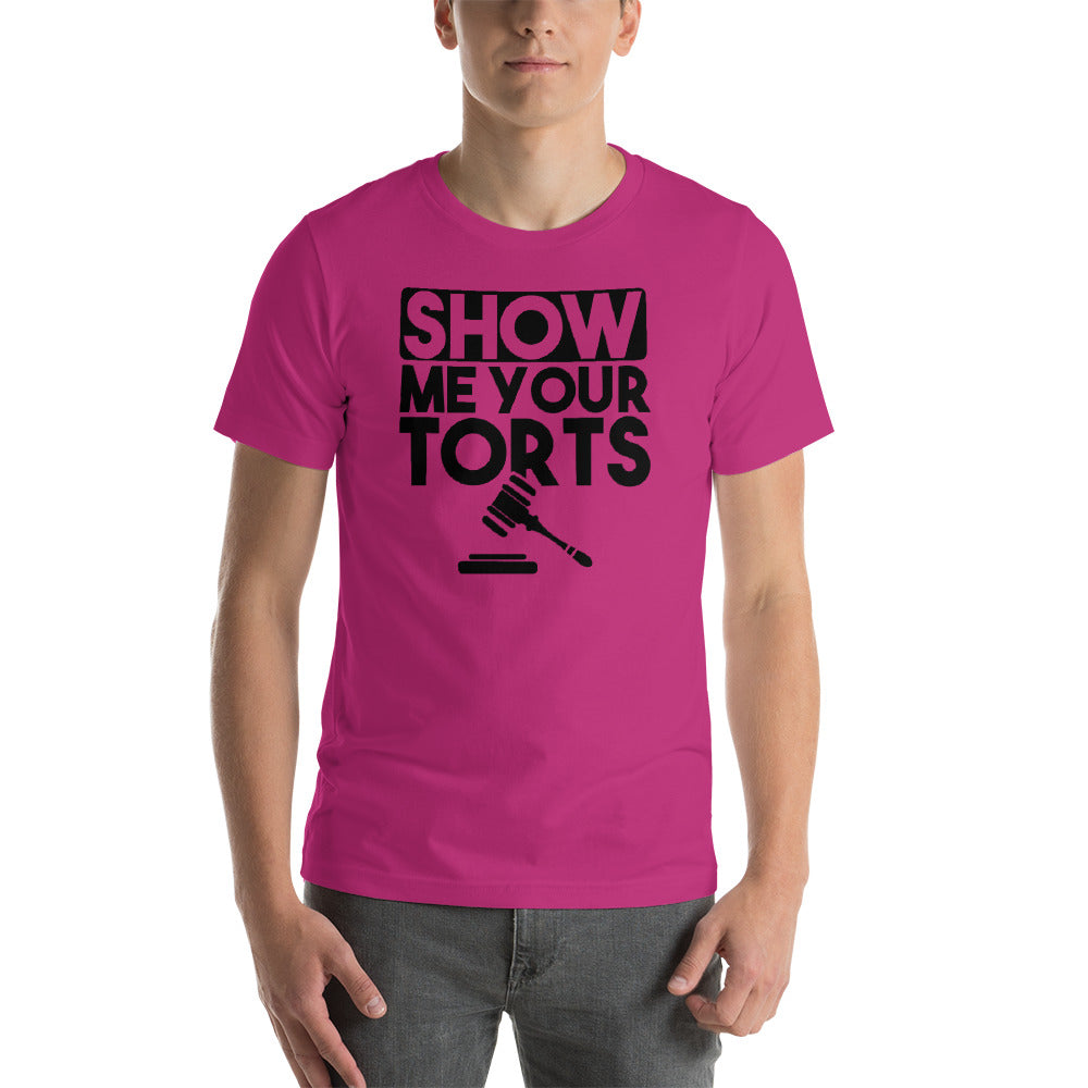 Lawyer T Shirt - Show Me Your Torts Black - Unisex Short Sleeve Shirt - The Legal Boutique