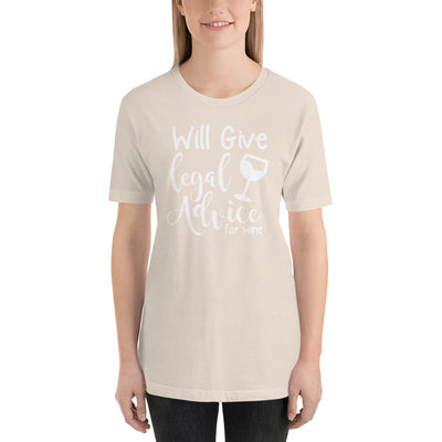 Law Student T Shirt - Legal Advice for Wine White - Unisex Short Sleeve Shirt - The Legal Boutique