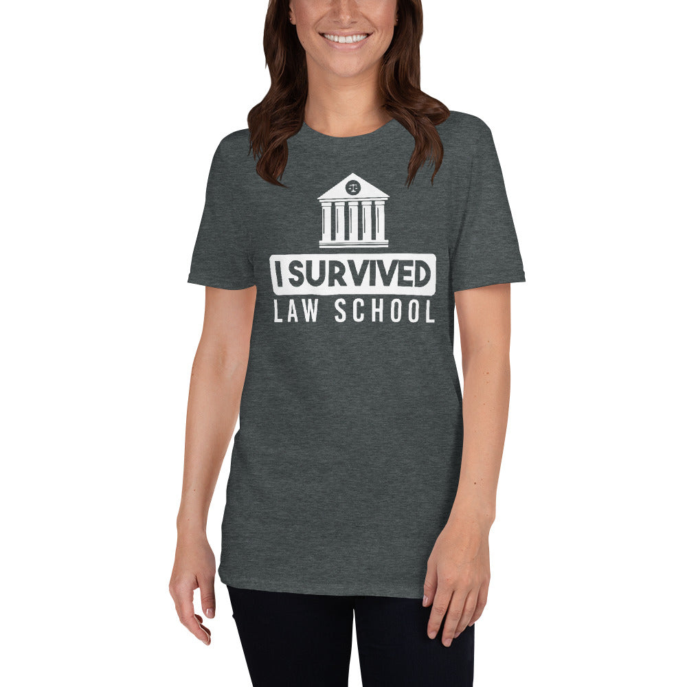 New Lawyer T Shirt - I Survived Law School Dark - Premium Unisex Short Sleeve Shirt - The Legal Boutique