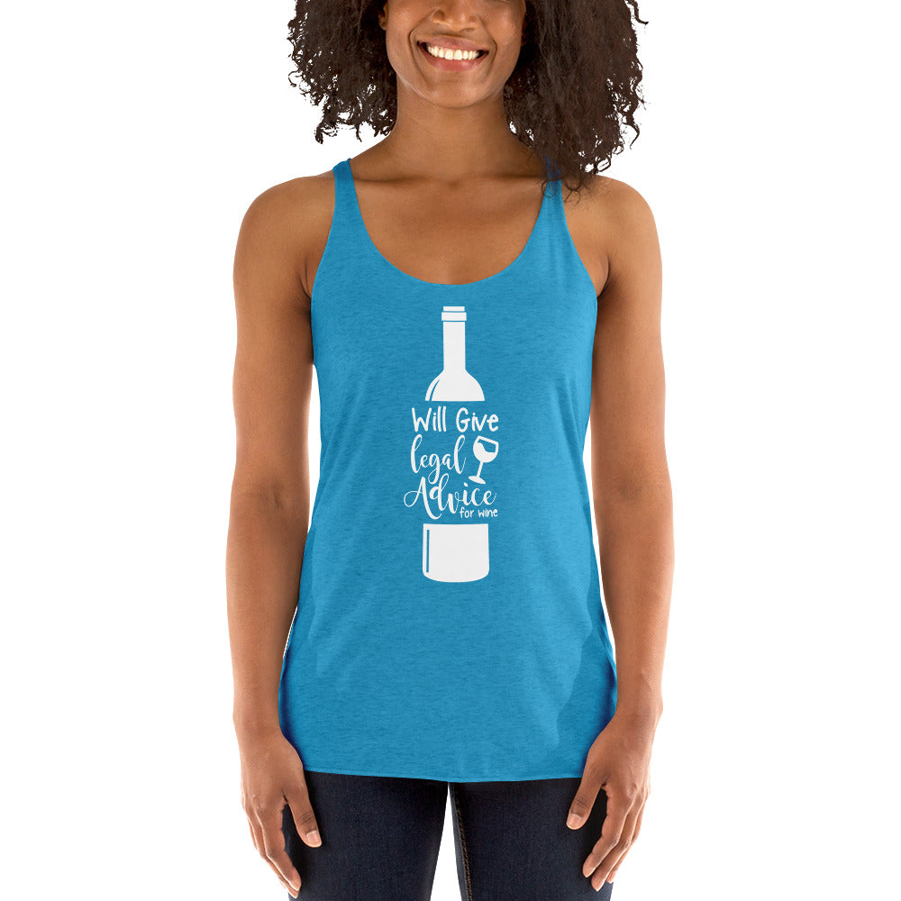 Law Student T Shirt - Legal Advice for Wine White - Women's Racerback Tank - The Legal Boutique