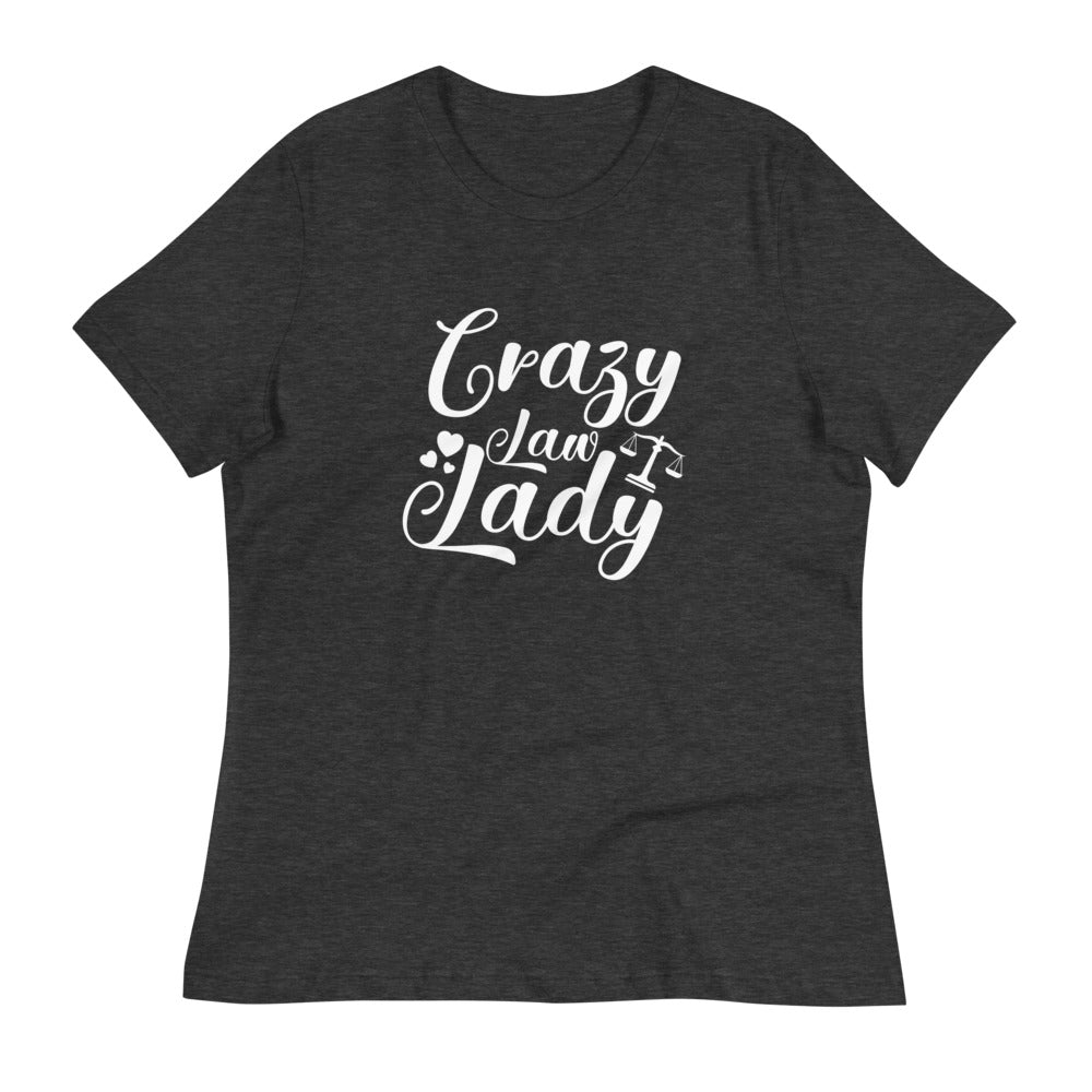 Attorney Gift T Shirt - Crazy Law Lady White - Women's Short Sleeve Shirt - The Legal Boutique