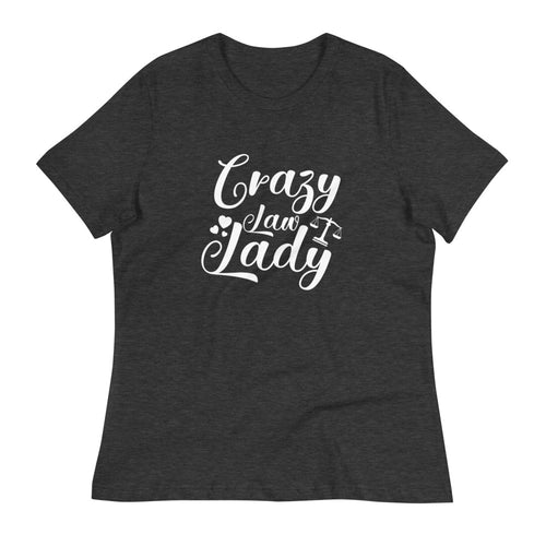 Attorney Gift T Shirt - Crazy Law Lady White - Women's Short Sleeve Shirt - The Legal Boutique