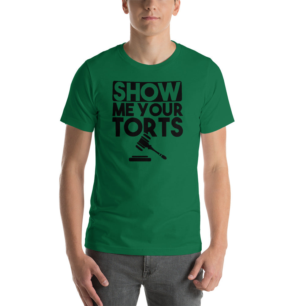 Lawyer T Shirt - Show Me Your Torts Black - Unisex Short Sleeve Shirt - The Legal Boutique
