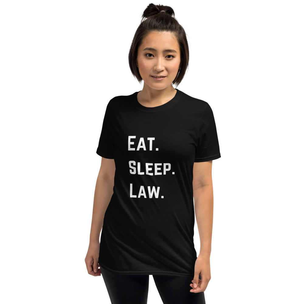 Attorney Gift T Shirt - Eat Sleep Law White - Premium Unisex Short Sleeve Shirt - The Legal Boutique