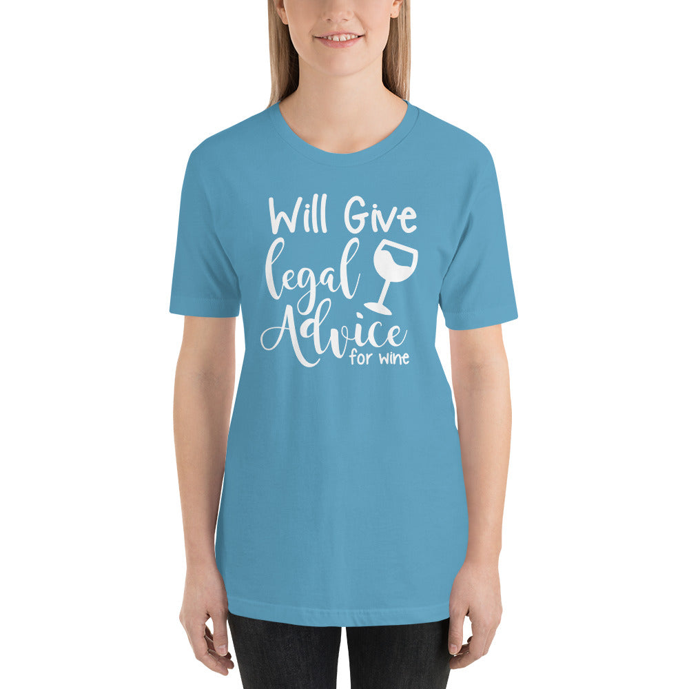 Law Student T Shirt - Legal Advice for Wine White - Unisex Short Sleeve Shirt - The Legal Boutique