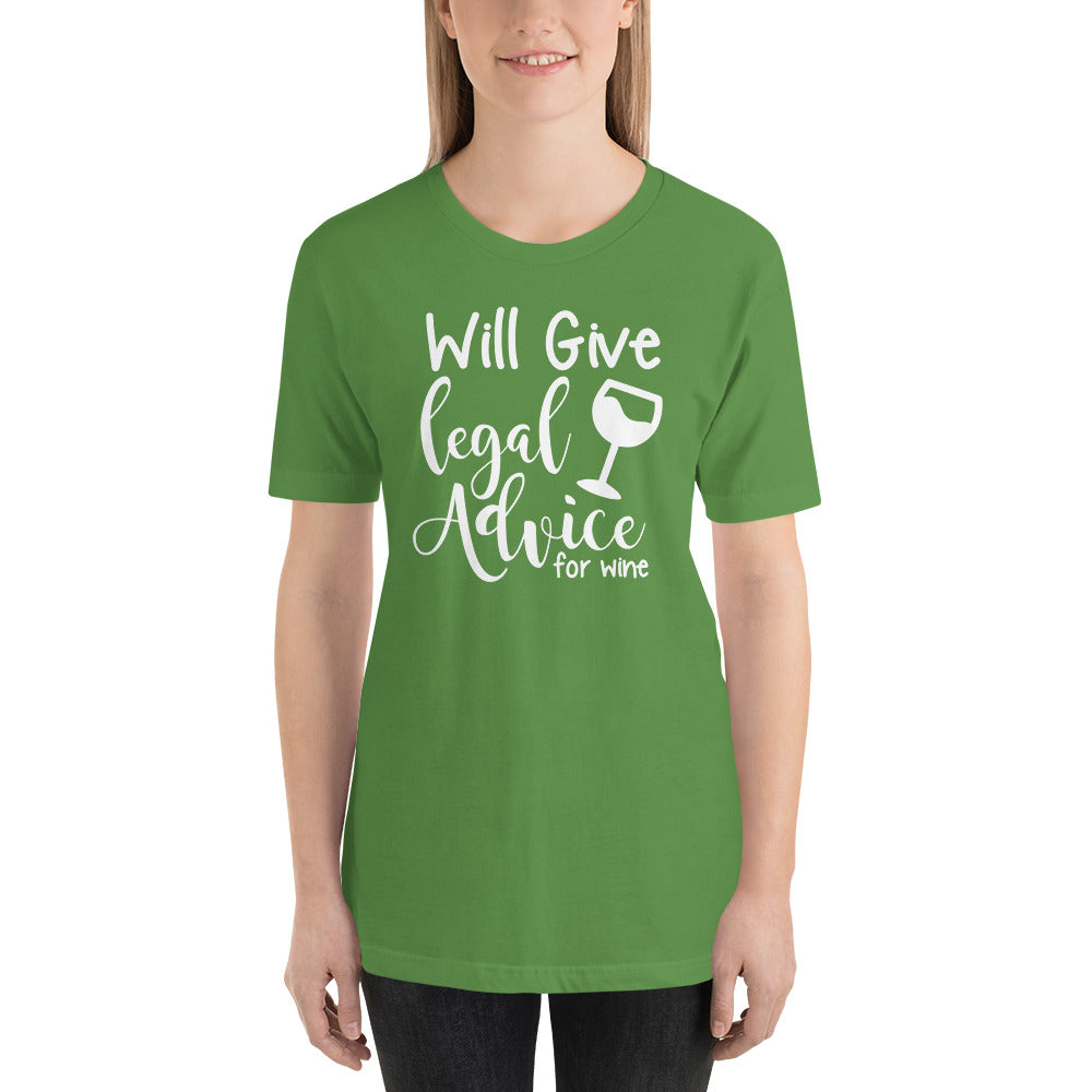 Law Student T Shirt - Legal Advice for Wine White - Unisex Short Sleeve Shirt - The Legal Boutique