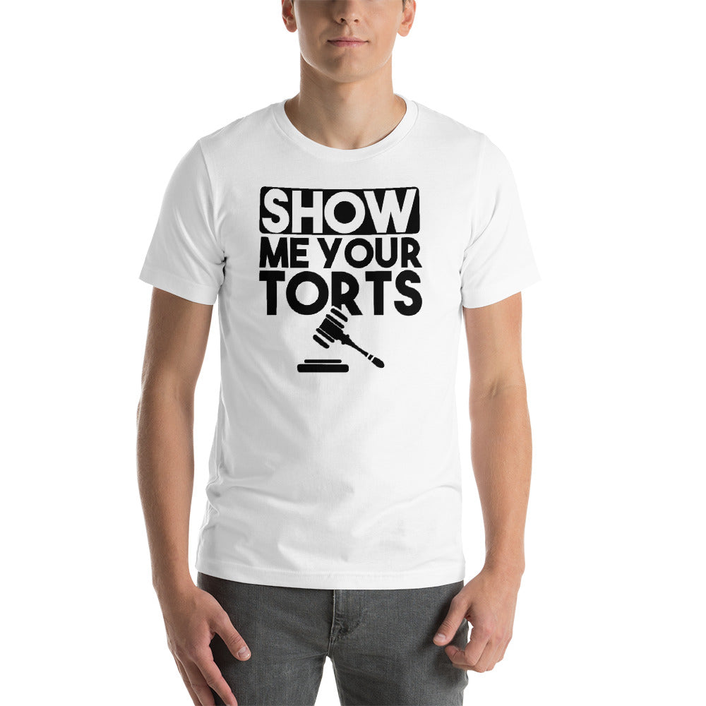 Lawyer T Shirt - Show Me Your Torts Black - Unisex Short Sleeve Shirt - The Legal Boutique