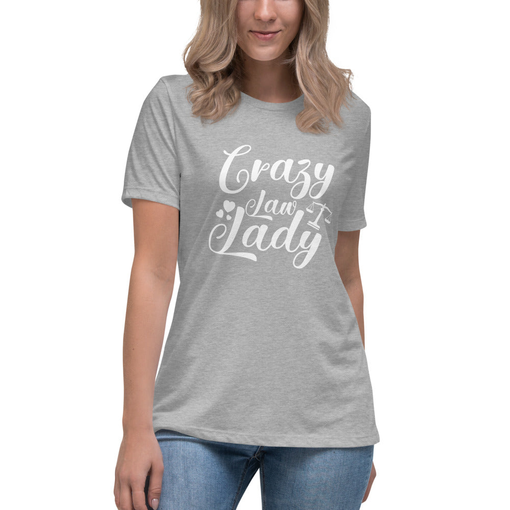 Attorney Gift T Shirt - Crazy Law Lady White - Women's Short Sleeve Shirt - The Legal Boutique