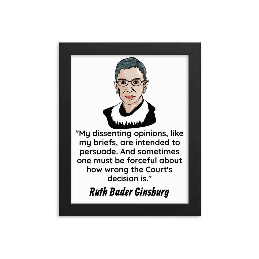 Framed Poster - I Dissent Ginsburg - Lawyer Gift - The Legal Boutique