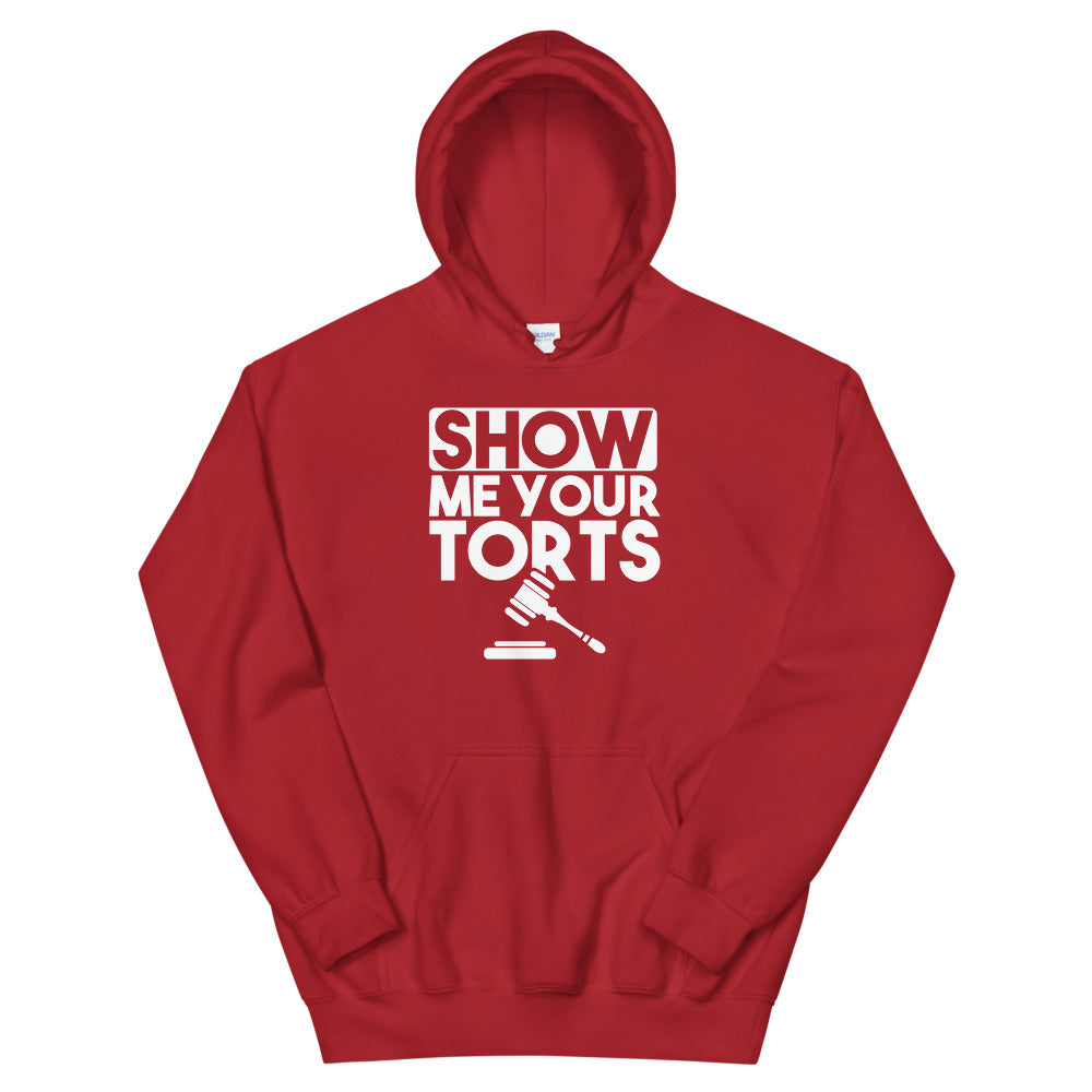 Attorney Gift Hoodie - Show Me Your Torts White - Unisex Hooded Sweatshirt - The Legal Boutique