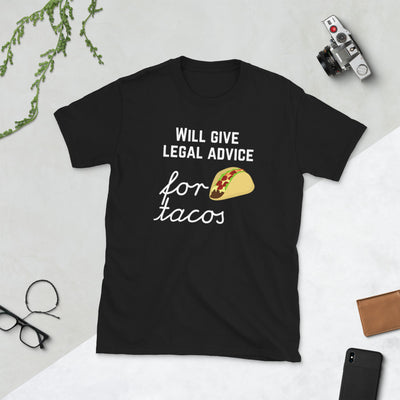 Will Give Legal Advice for Tacos White - Short-Sleeve Unisex T-Shirt - The Legal Boutique