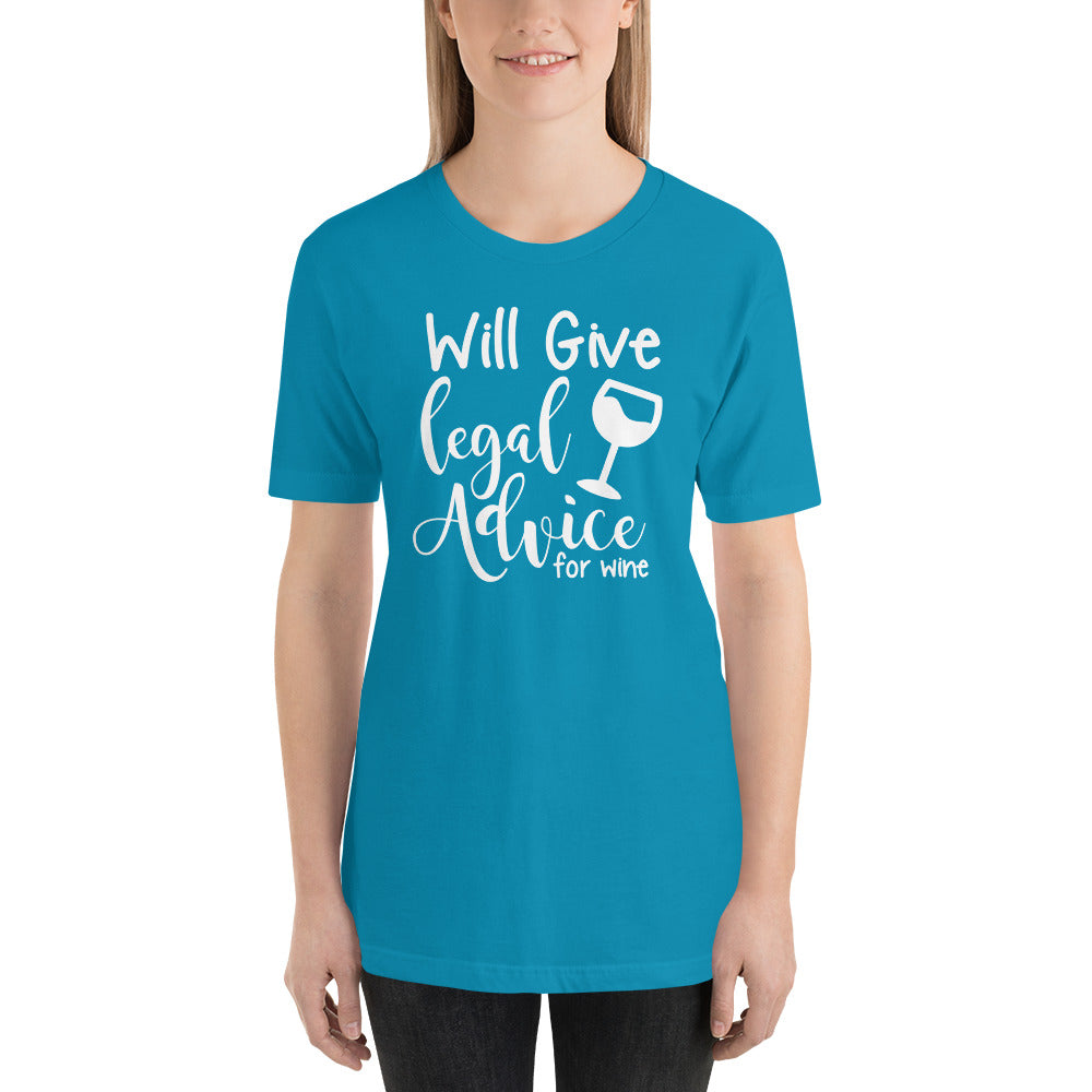 Law Student T Shirt - Legal Advice for Wine White - Unisex Short Sleeve Shirt - The Legal Boutique