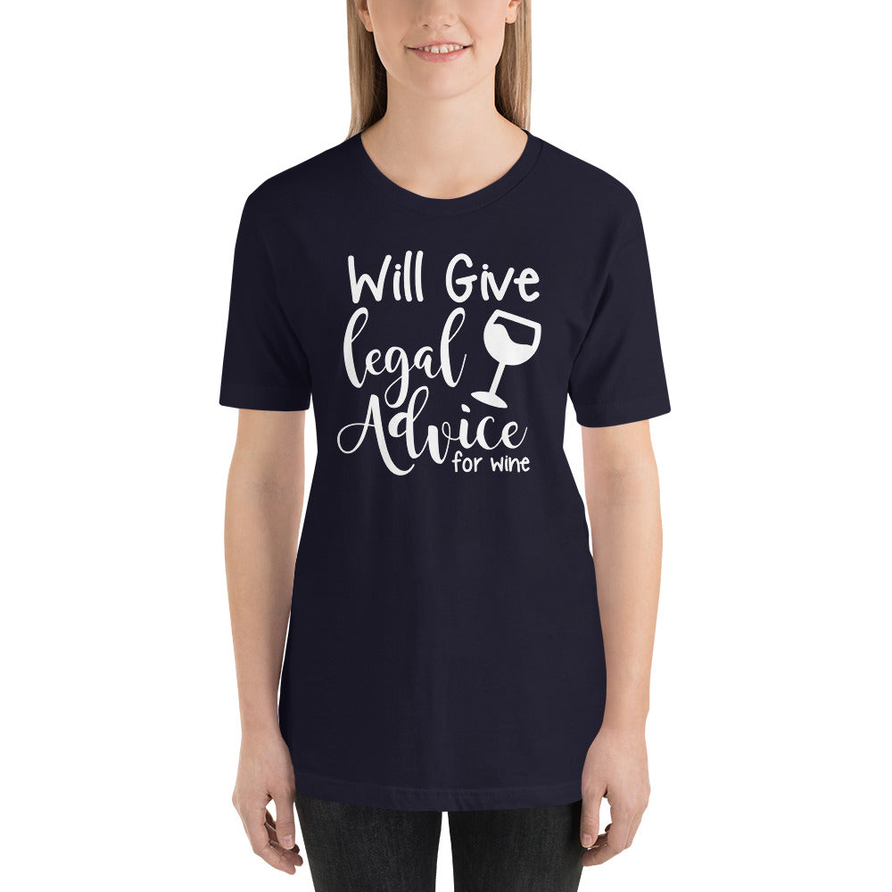 Law Student T Shirt - Legal Advice for Wine White - Unisex Short Sleeve Shirt - The Legal Boutique