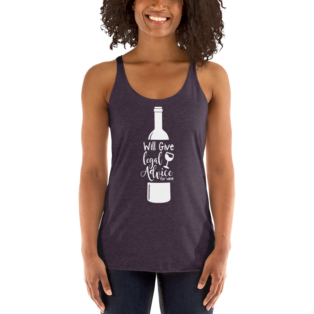 Law Student T Shirt - Legal Advice for Wine White - Women's Racerback Tank - The Legal Boutique