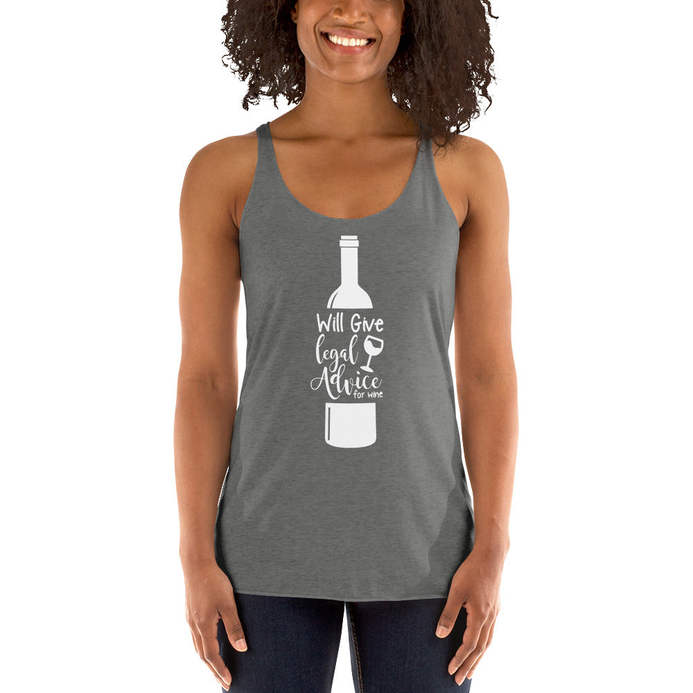 Law Student T Shirt - Legal Advice for Wine White - Women's Racerback Tank - The Legal Boutique