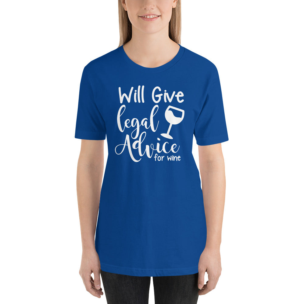 Law Student T Shirt - Legal Advice for Wine White - Unisex Short Sleeve Shirt - The Legal Boutique