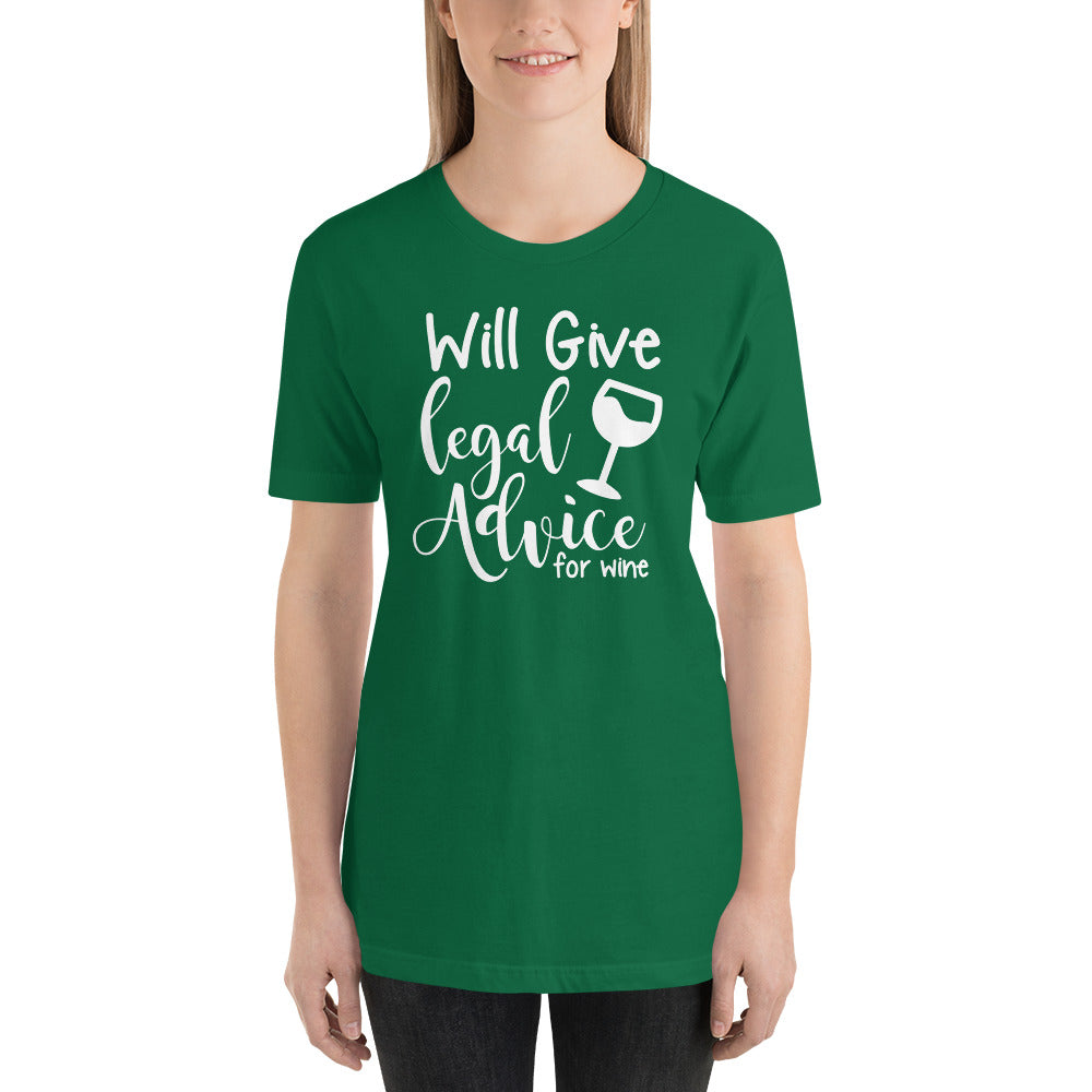 Law Student T Shirt - Legal Advice for Wine White - Unisex Short Sleeve Shirt - The Legal Boutique