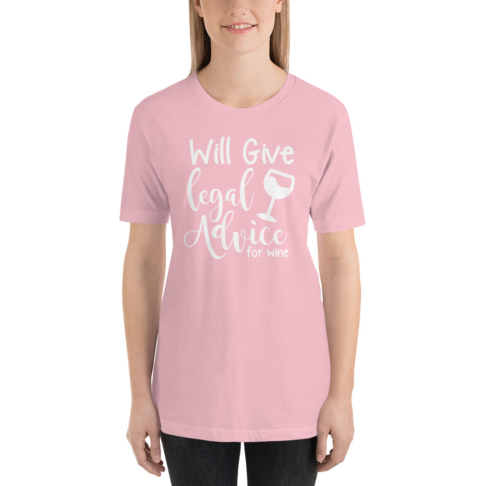 Law Student T Shirt - Legal Advice for Wine White - Unisex Short Sleeve Shirt - The Legal Boutique