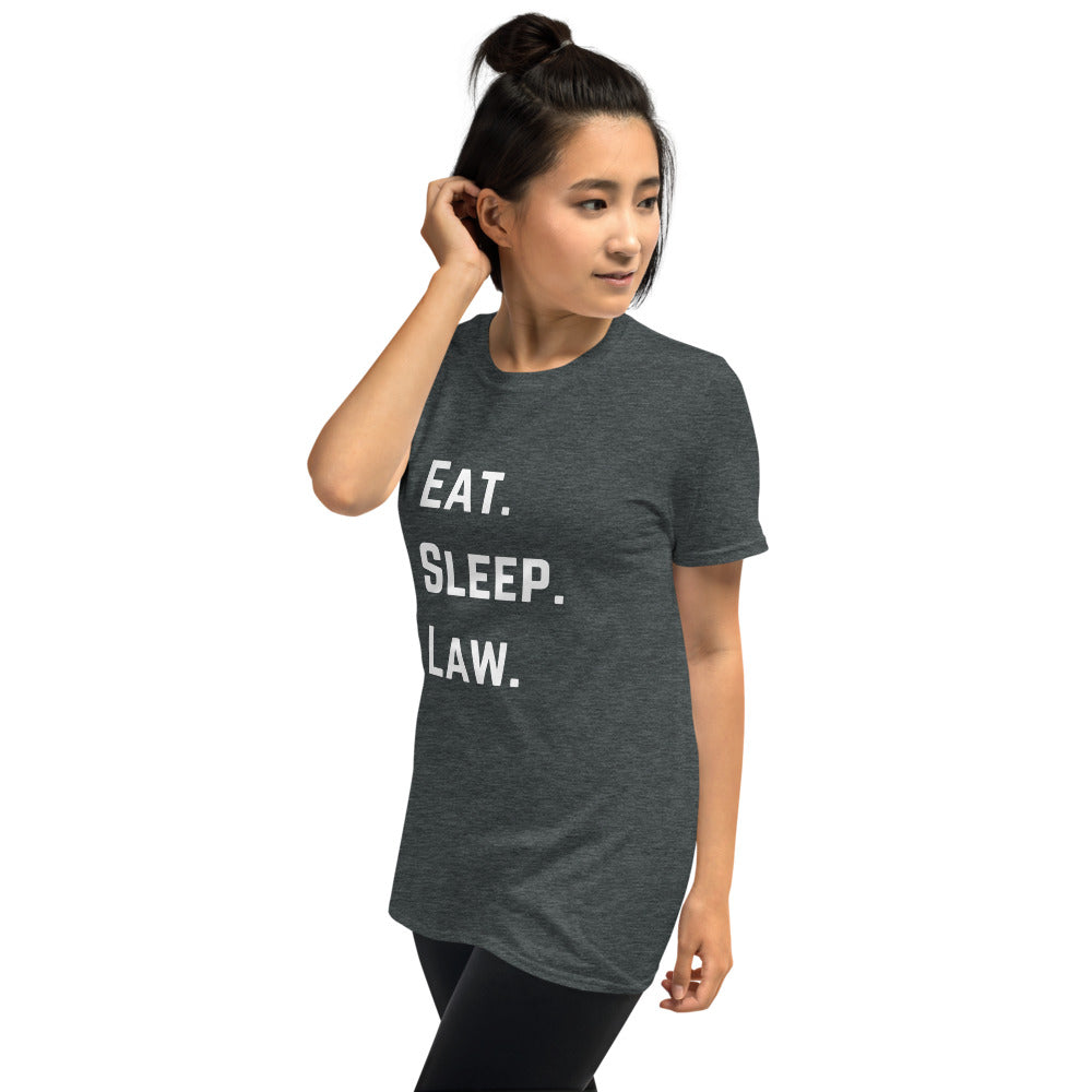 Attorney Gift T Shirt - Eat Sleep Law White - Premium Unisex Short Sleeve Shirt - The Legal Boutique