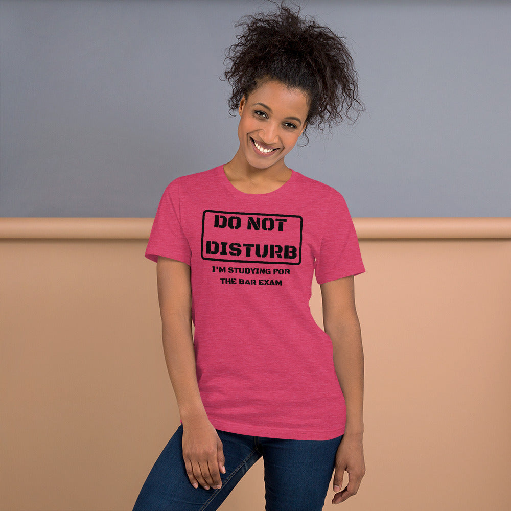 Law School Gift Shirt - Do Not Disturb Bar Exam Black - Unisex Short Sleeve T Shirt - The Legal Boutique