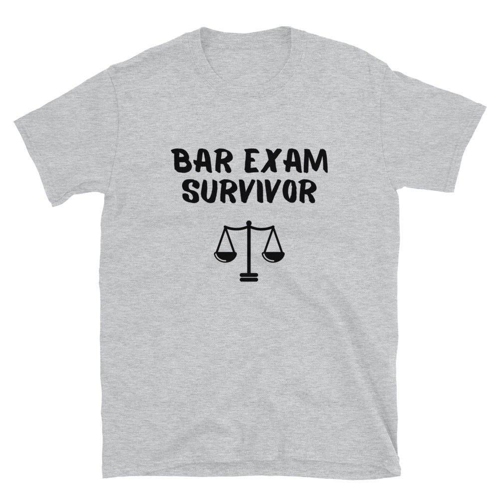 New Lawyer Gift T Shirt - Bar Exam Survivor Black - Unisex Short Sleeve Shirt - The Legal Boutique
