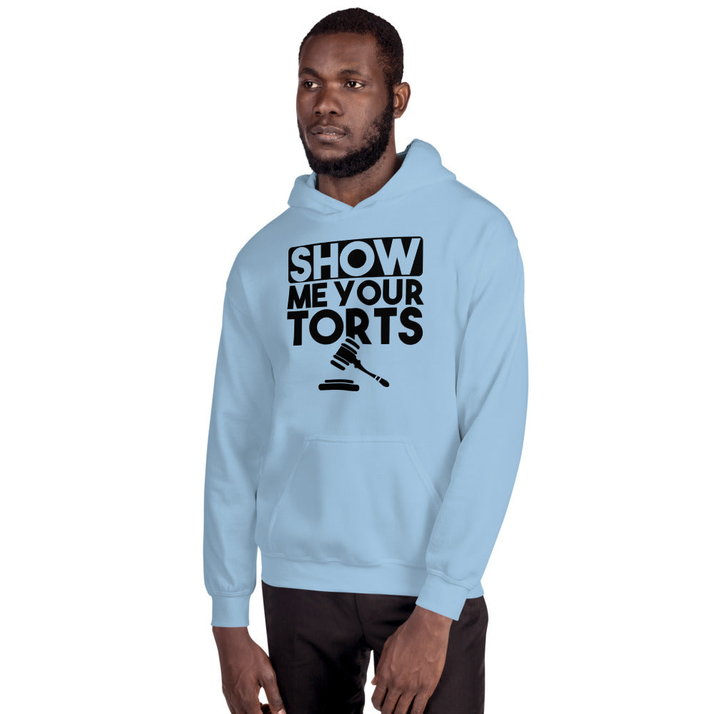 Lawyer Gift Sweatshirt - Show Me Your Torts Black - Unisex Hooded Sweater - The Legal Boutique