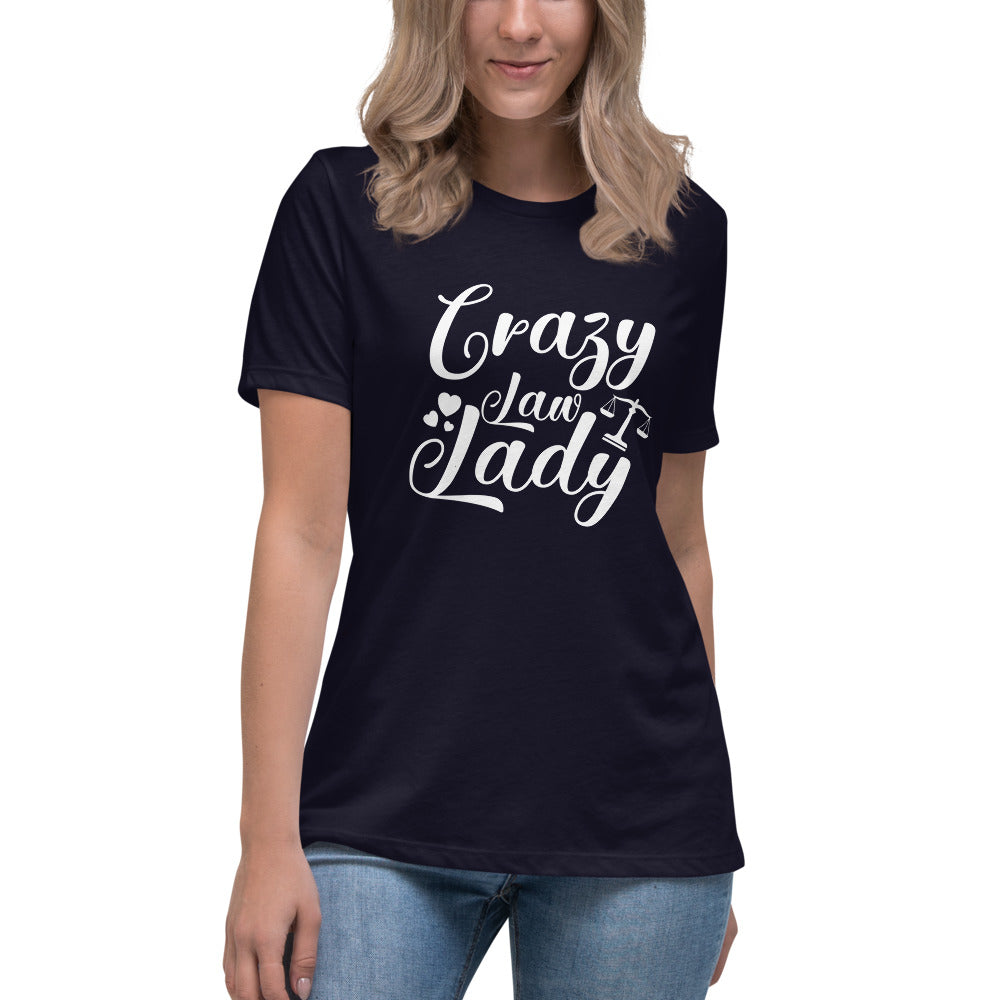 Attorney Gift T Shirt - Crazy Law Lady White - Women's Short Sleeve Shirt - The Legal Boutique