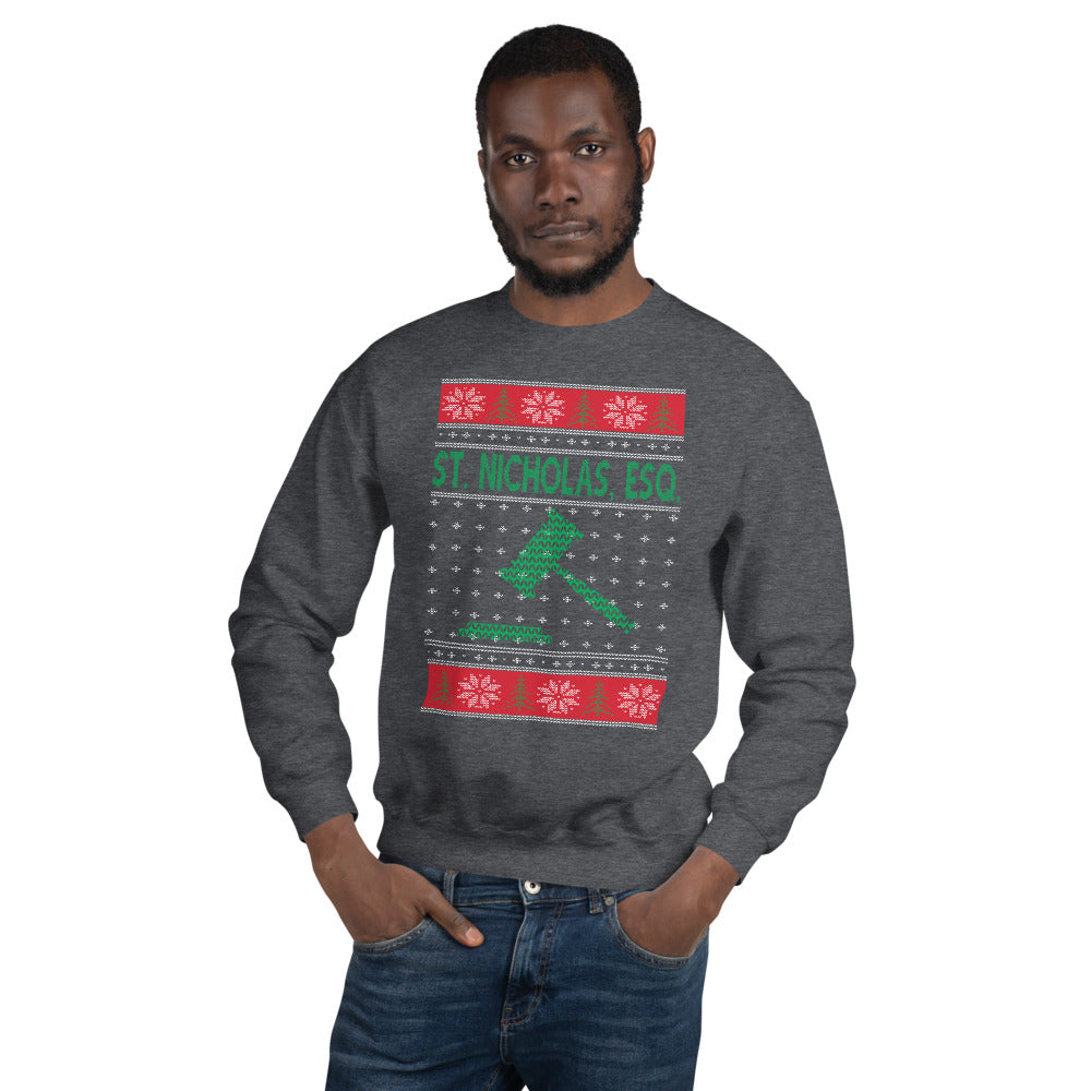Ugly Christmas Sweater - St. Nicholas, Esquire - Unisex Crew Neck Sweatshirt - The Legal Boutique