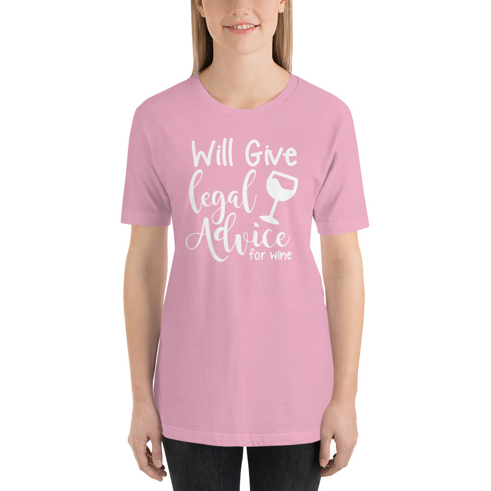 Law Student T Shirt - Legal Advice for Wine White - Unisex Short Sleeve Shirt - The Legal Boutique