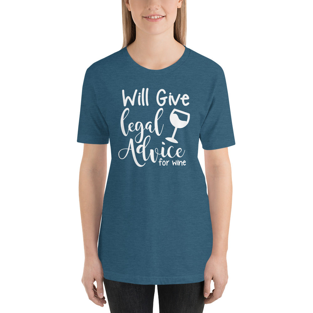 Law Student T Shirt - Legal Advice for Wine White - Unisex Short Sleeve Shirt - The Legal Boutique