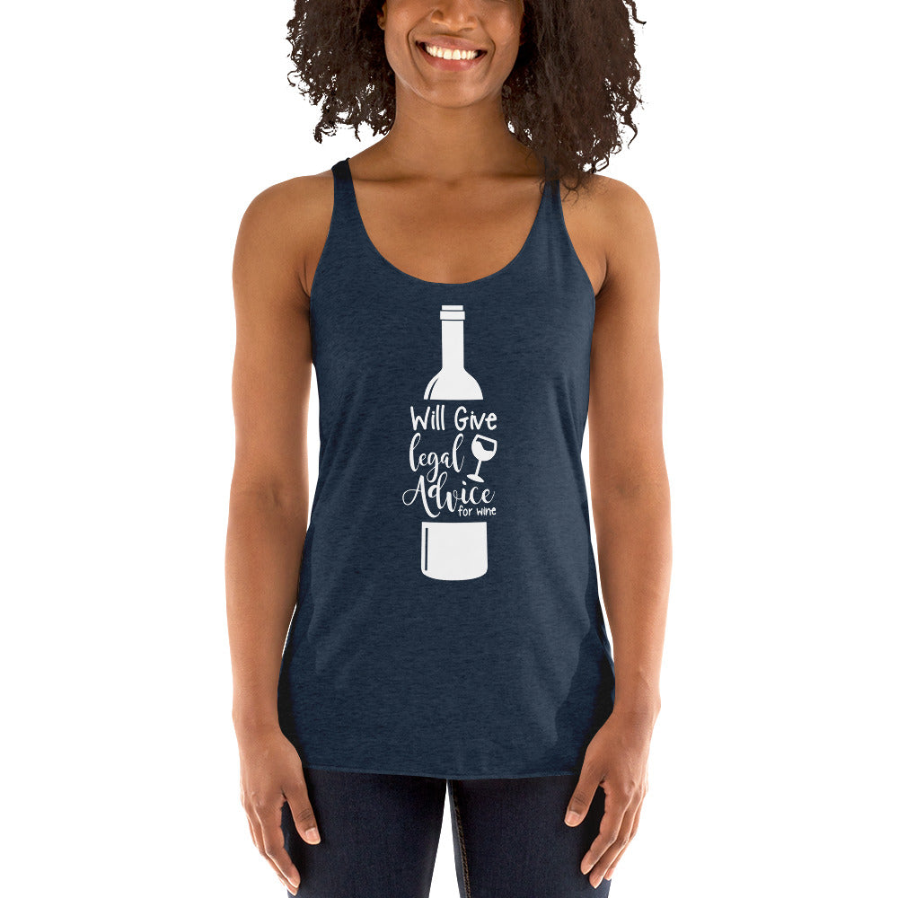 Law Student T Shirt - Legal Advice for Wine White - Women's Racerback Tank - The Legal Boutique