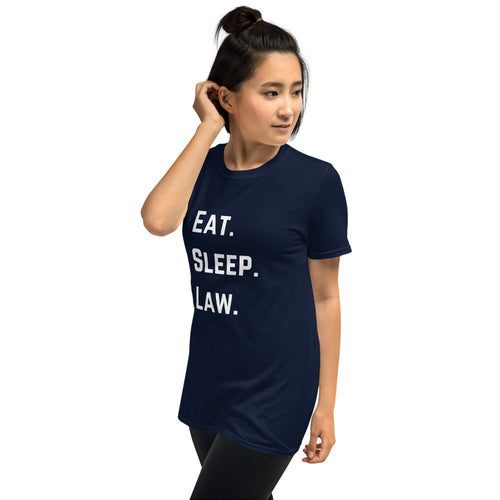 Attorney Gift T Shirt - Eat Sleep Law White - Premium Unisex Short Sleeve Shirt - The Legal Boutique