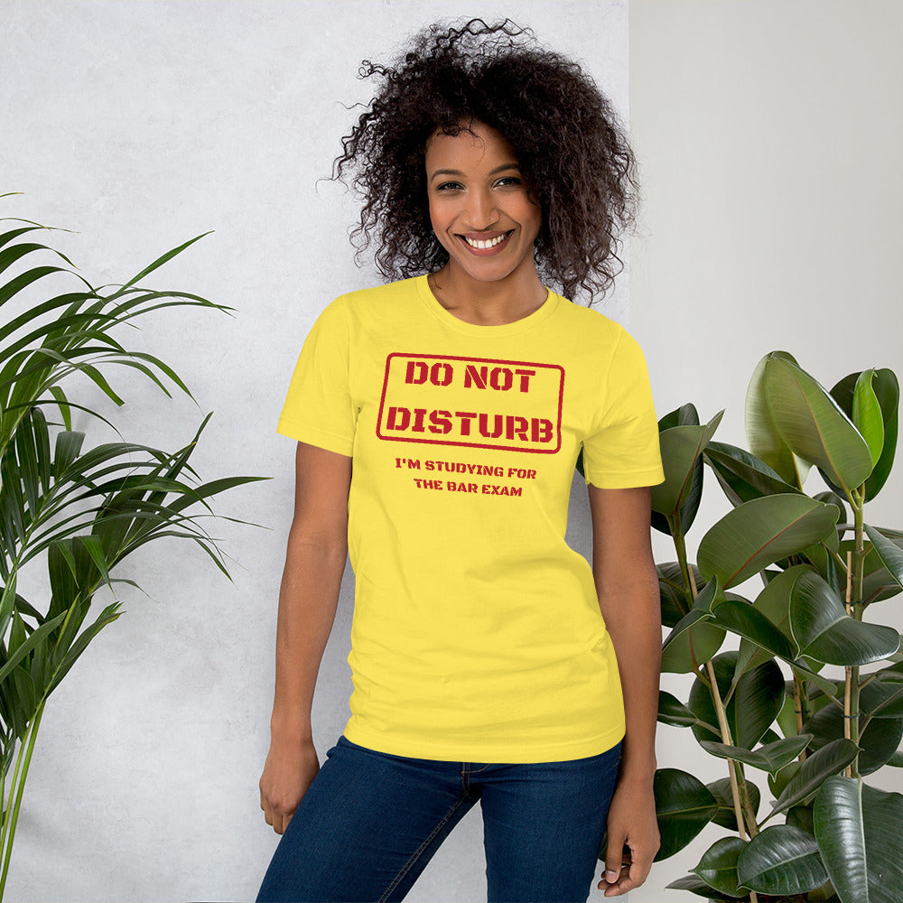 Law Student T Shirt - Do Not Disturb Bar Exam Red - Unisex Short Sleeve Shirt - The Legal Boutique