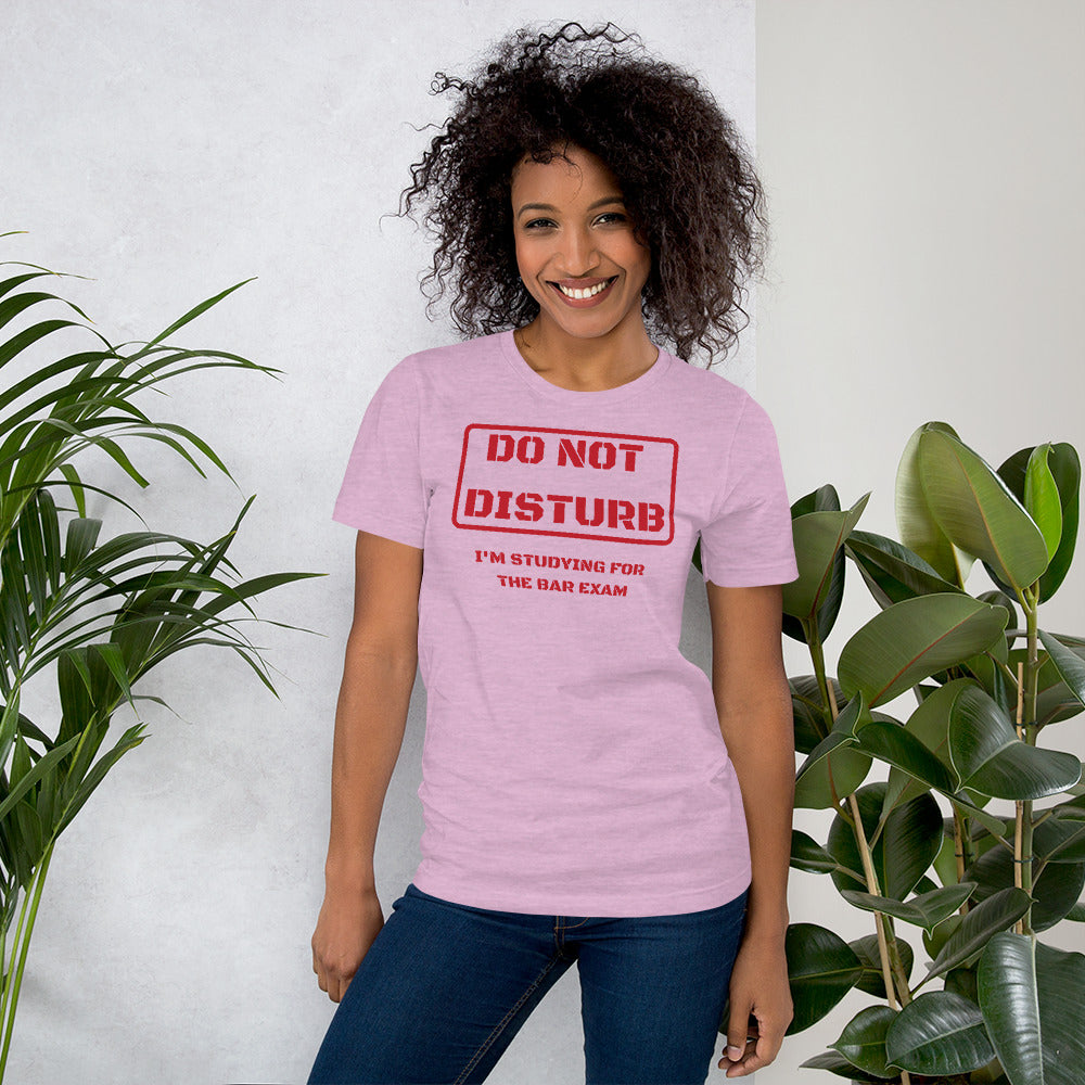 Law Student T Shirt - Do Not Disturb Bar Exam Red - Unisex Short Sleeve Shirt - The Legal Boutique