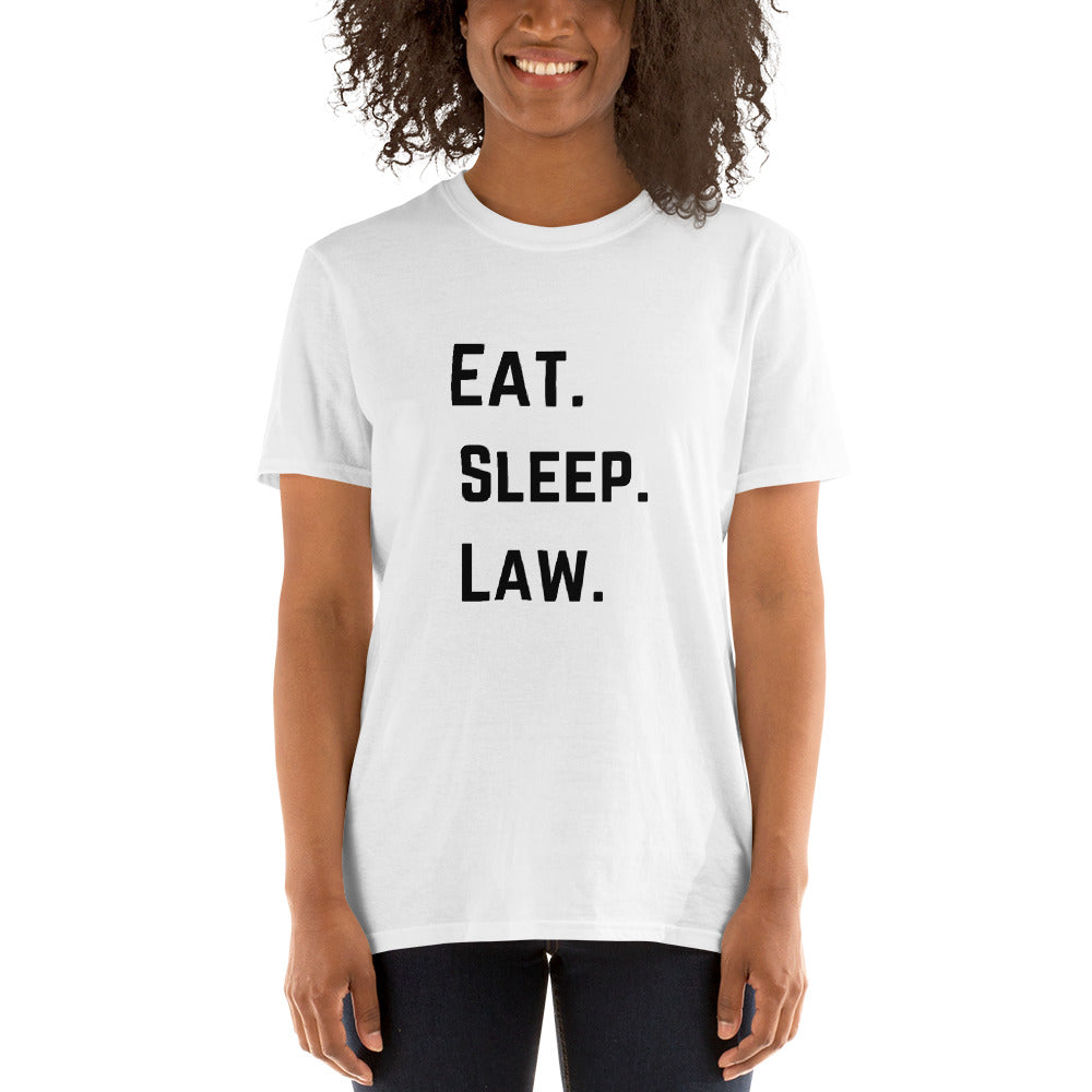 Law Student T Shirt - Eat Sleep Law Black - Premium Unisex Short Sleeve Shirt - The Legal Boutique