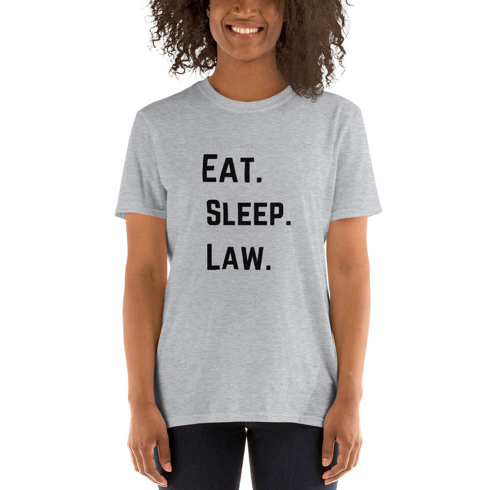 Law Student T Shirt - Eat Sleep Law Black - Premium Unisex Short Sleeve Shirt - The Legal Boutique